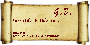 Gogolák Dénes névjegykártya