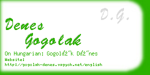 denes gogolak business card